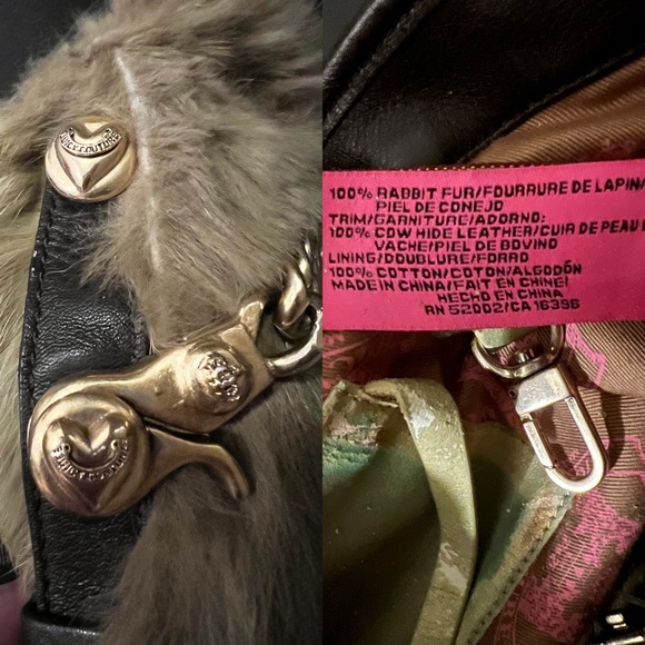 🚫SOLD🚫 Vintage Juicy Couture Fur & Leather Crossbody Messenger Bag - Picture 6 of 8